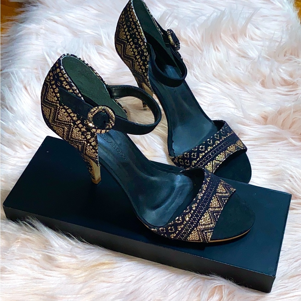 Raphaella Booz Elegant Black and Gold Women's Heels Sz 9